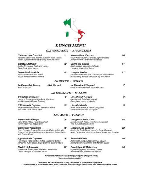 zeffirelli menu